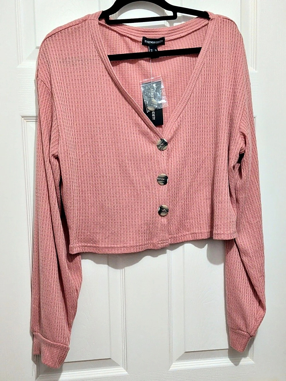Streetwear Society Pink Button-Front Cardigan